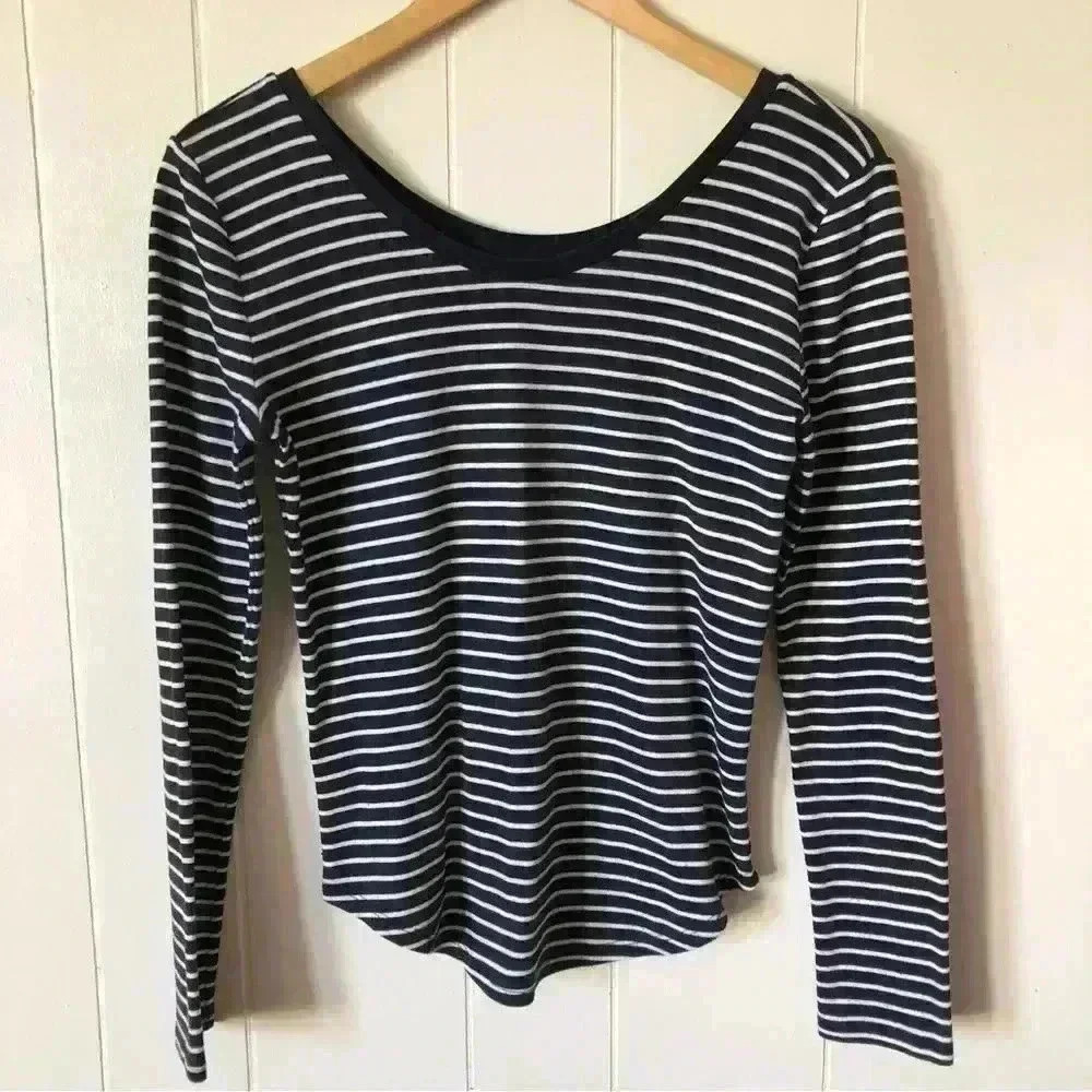 LOFT Striped Cotton Blend Top Size S